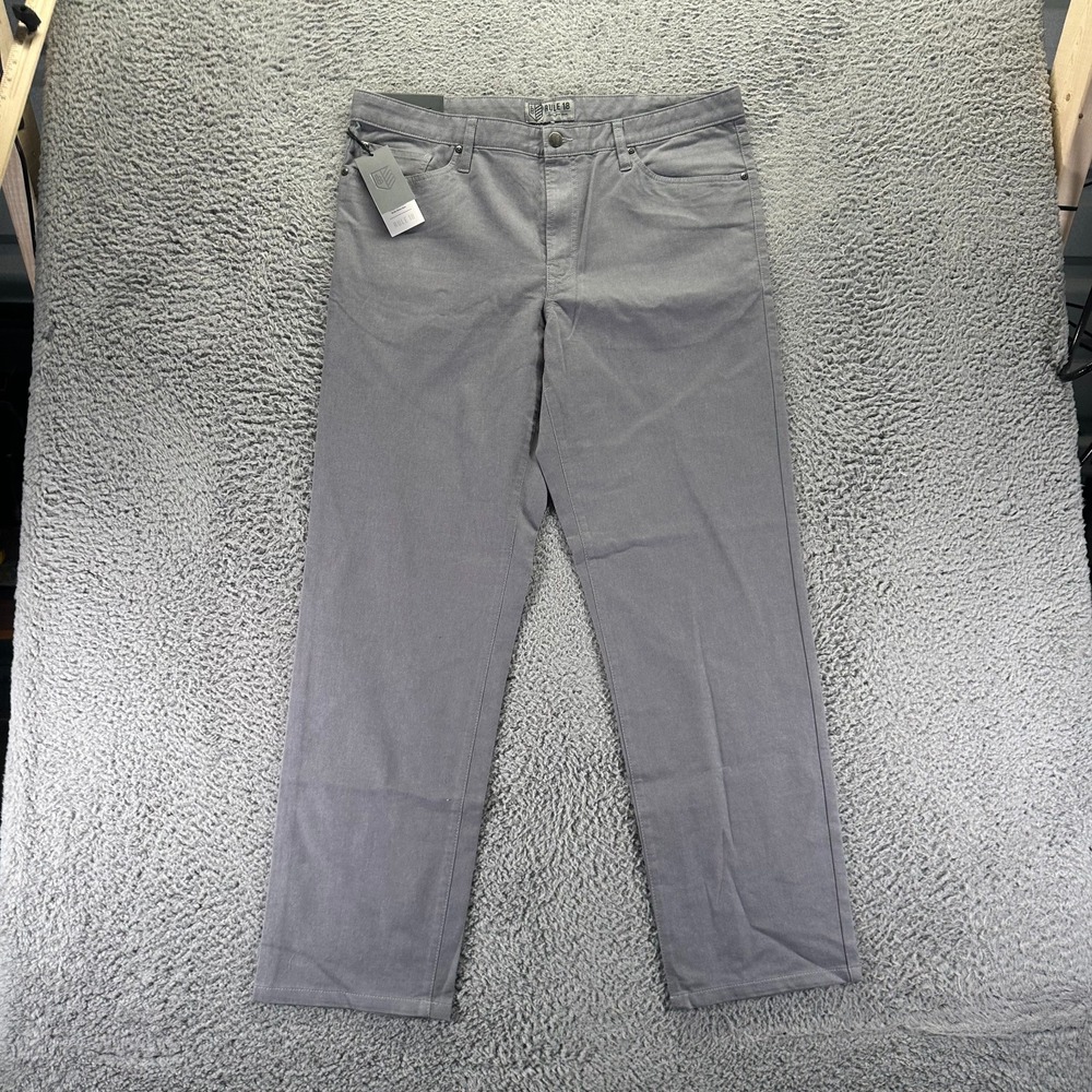 Bobby Jones Rule 18 Pant Mens 36x32 Gray Cotton Golf Straight Performance Sports